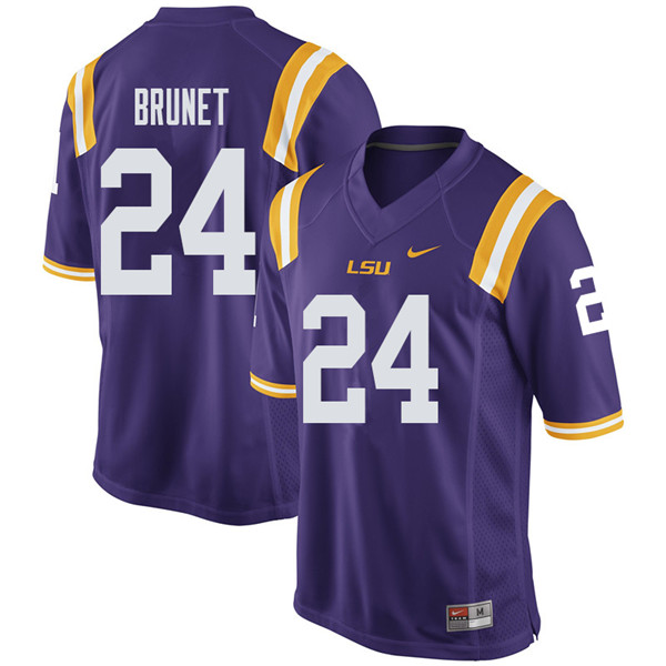 Men #24 Colby Brunet LSU Tigers College Football Jerseys Sale-Purple